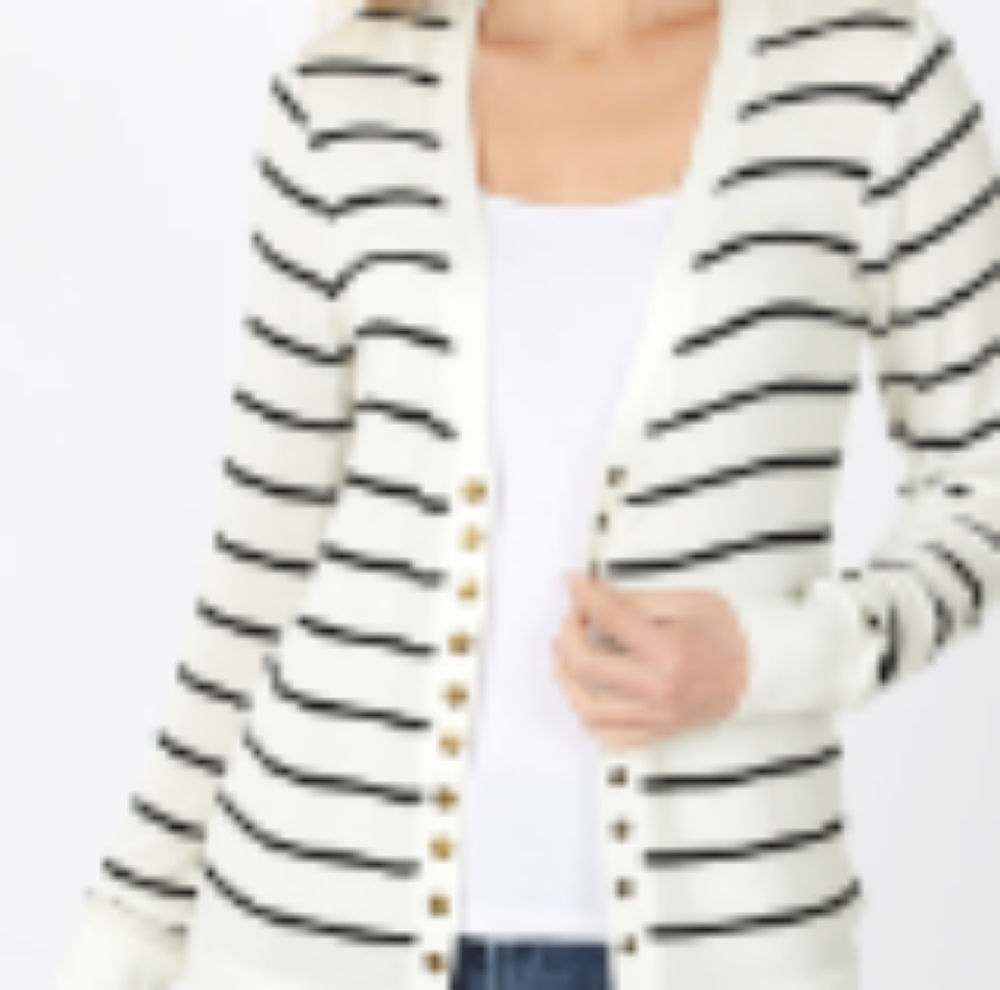 Ivory/black snap cardigan